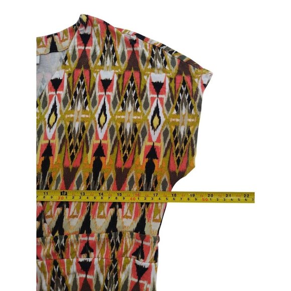J.Jill Womens S Multicolor Geometric Print V-Neck Midi Dress, Rayon, Spandex. - Picture 7 of 8